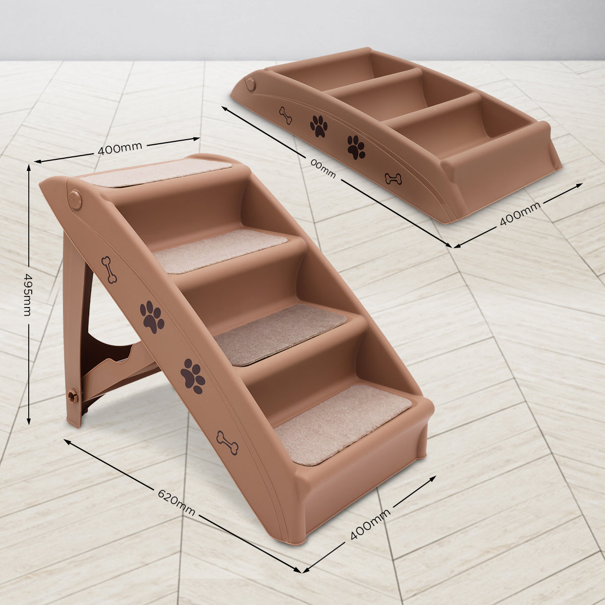 Furtastic Foldable Pet Stairs 50cm Non-Slip Dog Steps Ladder Cat Ramp for High Bed Couch Car Small Senior Pets