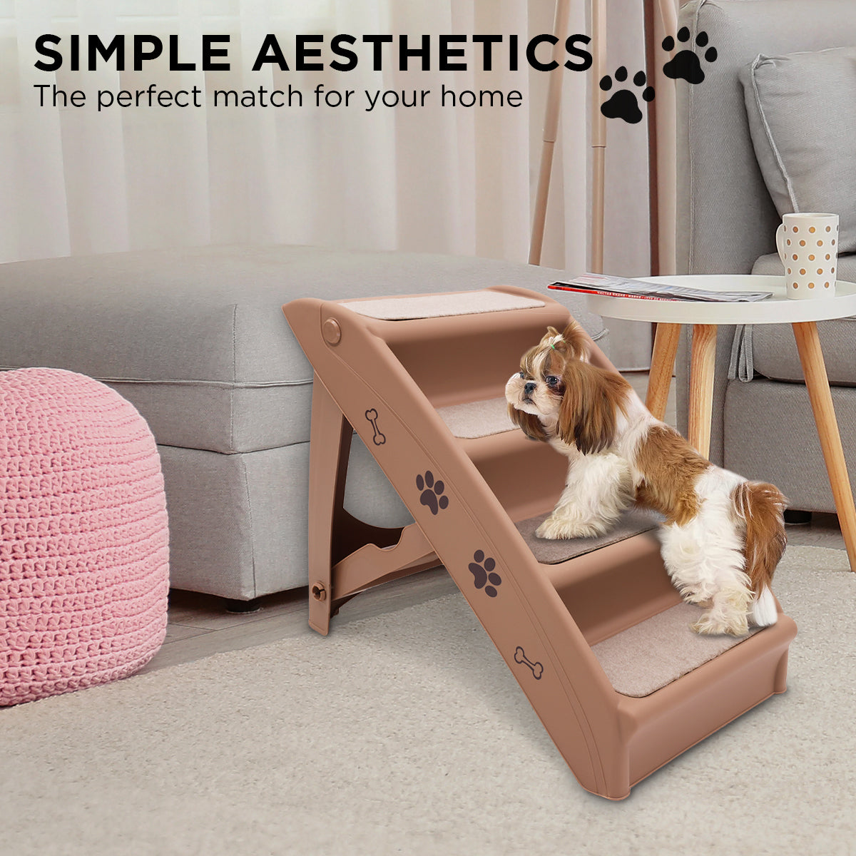 Furtastic Foldable Pet Stairs 50cm Non-Slip Dog Steps Ladder Cat Ramp for High Bed Couch Car Small Senior Pets