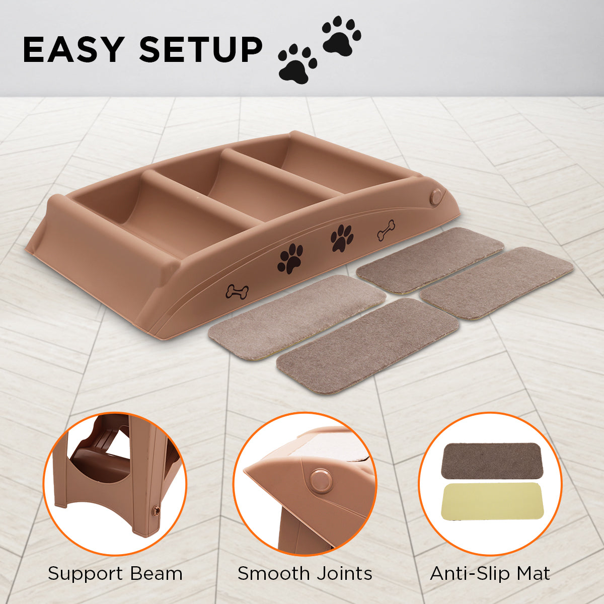 Furtastic Foldable Pet Stairs 50cm Non-Slip Dog Steps Ladder Cat Ramp for High Bed Couch Car Small Senior Pets