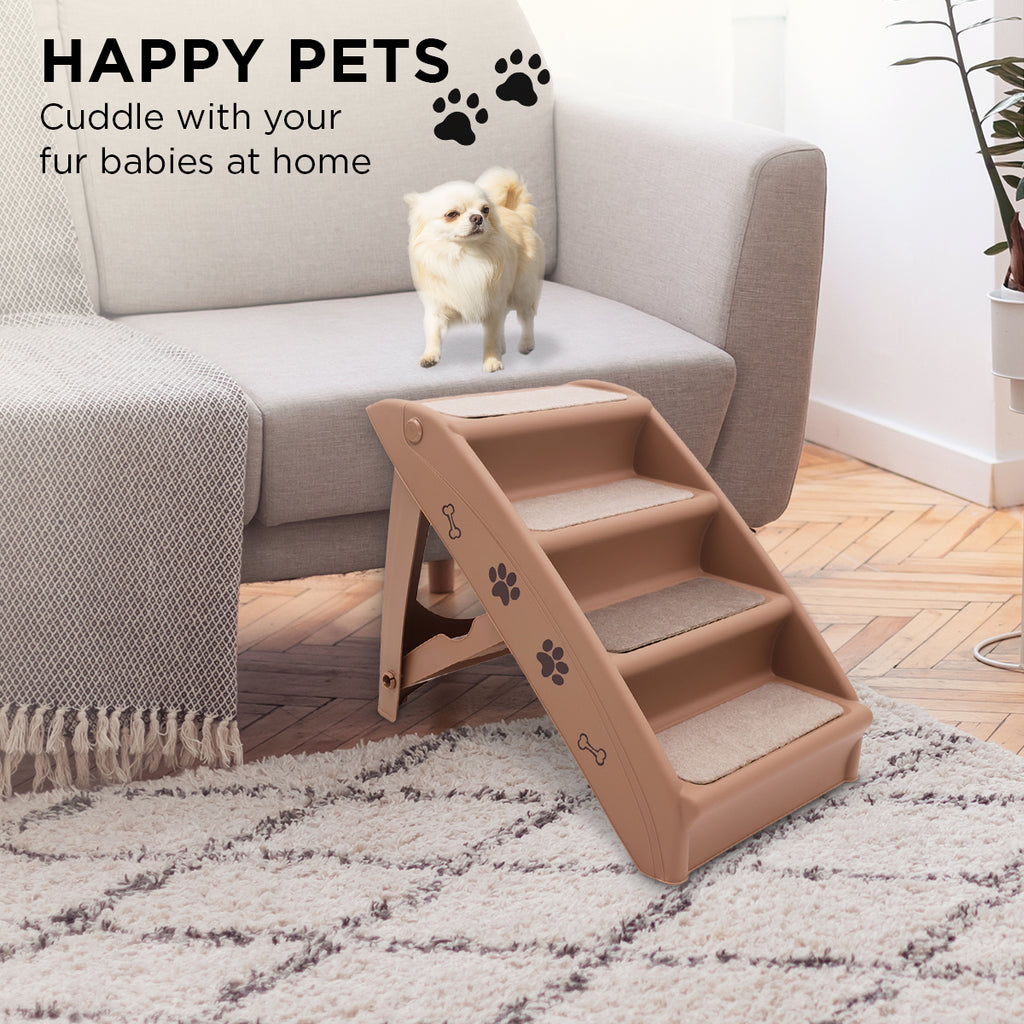 Furtastic Foldable Pet Stairs 50cm Non-Slip Dog Steps Ladder Cat Ramp for High Bed Couch Car Small Senior Pets