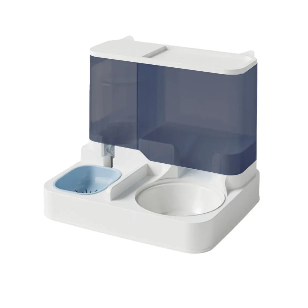 Automatic Cat Feeder Water Dispenser All in One Plastic Bowl for Cats and Dogs - Blue