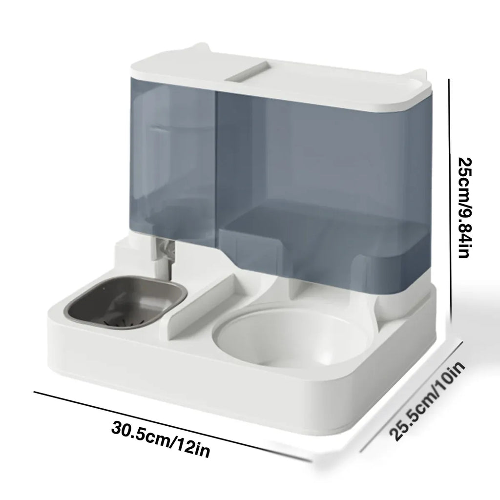 Automatic Cat Feeder Water Dispenser All in One Plastic Bowl for Cats and Dogs - Blue