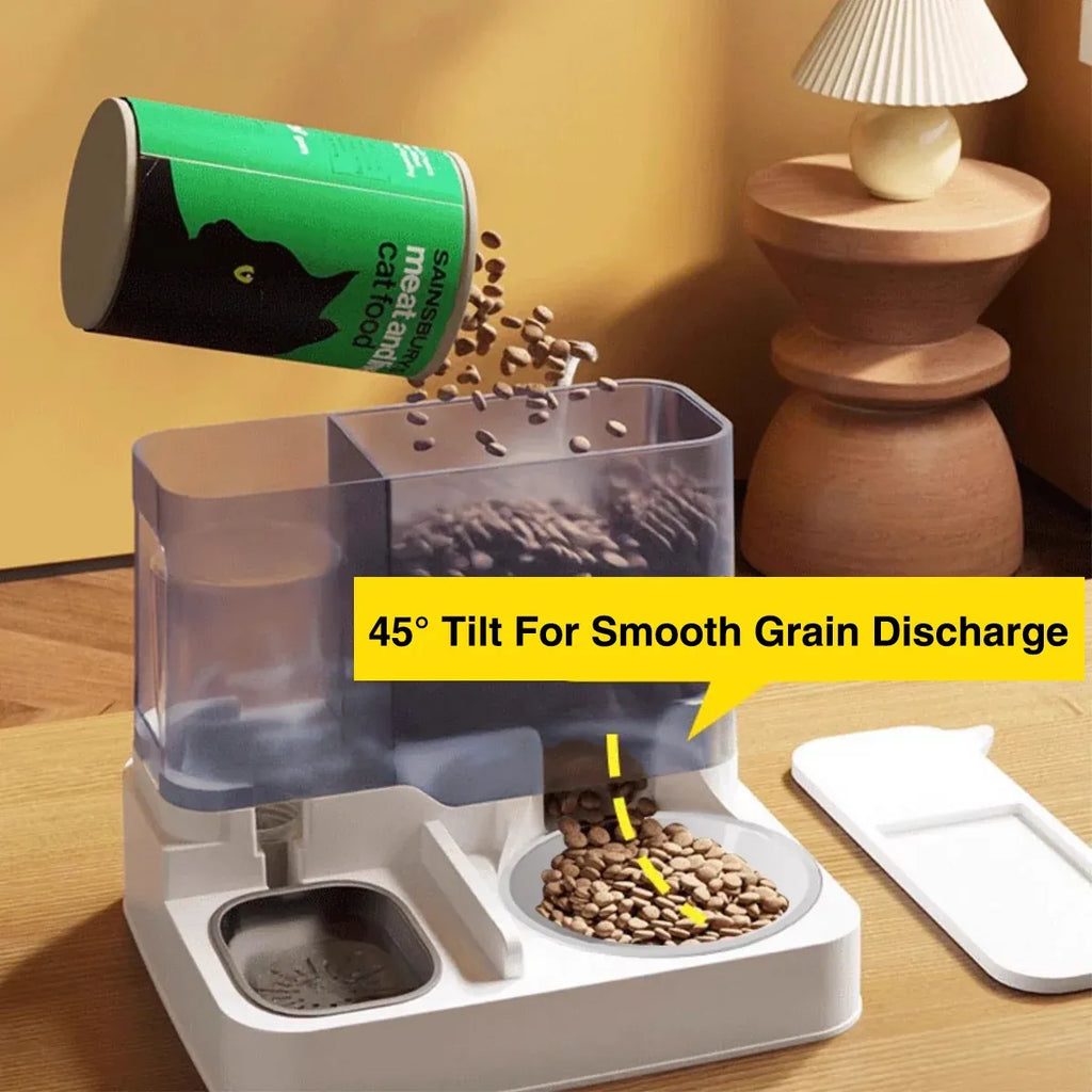 Automatic Cat Feeder Water Dispenser All in One Plastic Bowl for Cats and Dogs - Blue