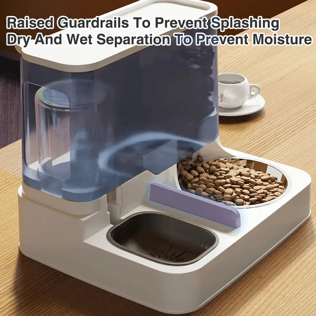 Automatic Cat Feeder Water Dispenser All in One Plastic Bowl for Cats and Dogs - Blue
