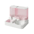 Automatic Cat Feeder Water Dispenser All in One Plastic Bowl for Cats and Dogs - Pink