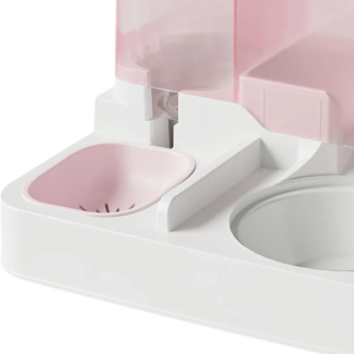 Automatic Cat Feeder Water Dispenser All in One Plastic Bowl for Cats and Dogs - Pink