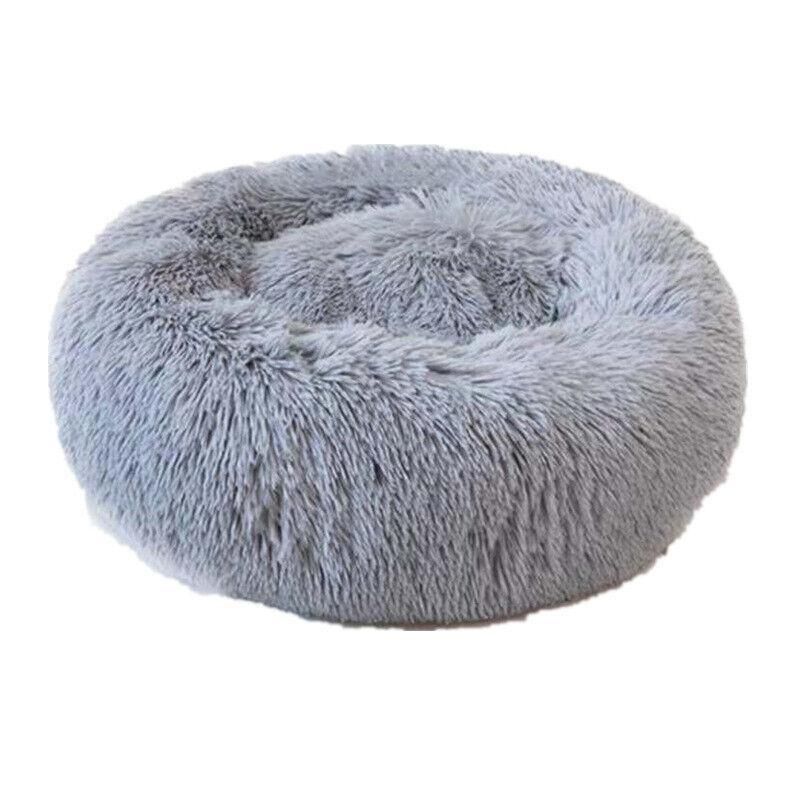 L-70CM Dog Cat Pet Calming Bed Washable ZIPPER Cover Warm Soft Plush Round Sleeping - Light Green