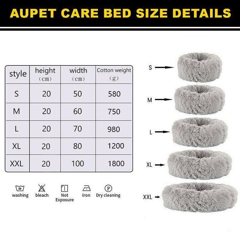 L-70CM Dog Cat Pet Calming Bed Washable ZIPPER Cover Warm Soft Plush Round Sleeping - Light Green