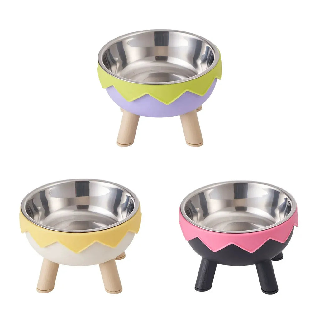 Eggshell Tall Pet Bowl Cat Dog Food Bowl Anti Slip Durable Raised Feeding Bowl - Green